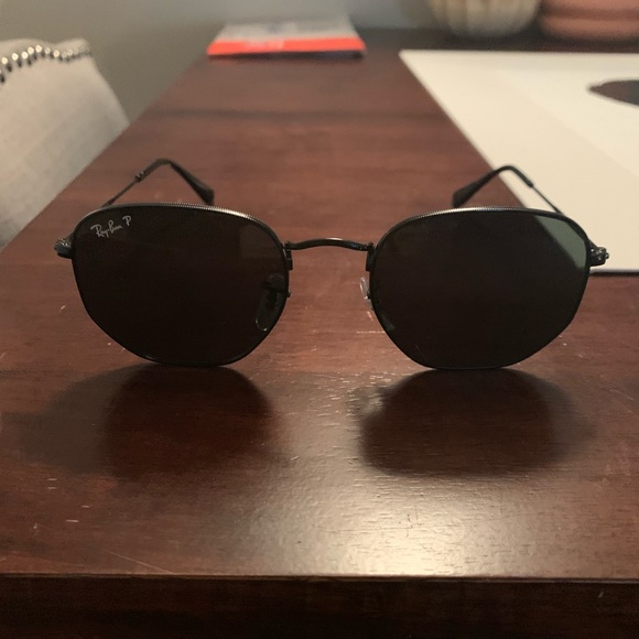 ray ban hexagonal black 54mm